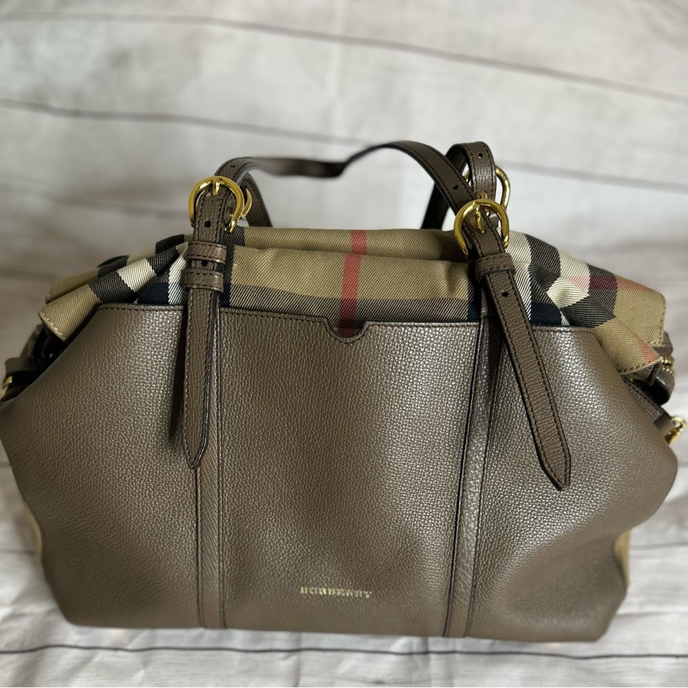 BURBERRY
Brown Leather House Check Canvas Mason Diaper Bag